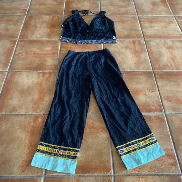 Vintage 100% silk unique top and pants set - Picture 8 of 9